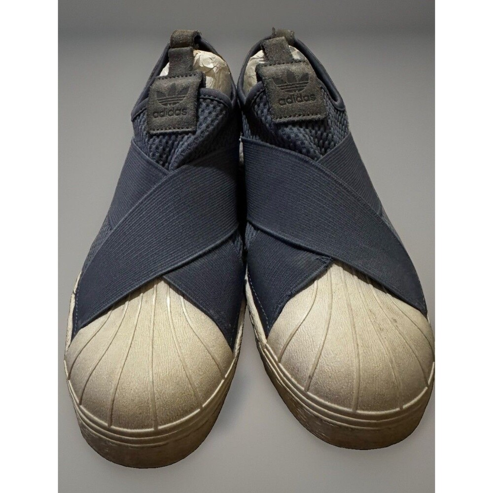 Adidas Superstar Slip-On Sneakers Women 7 Blue Gray Shell Toe Criss Cross